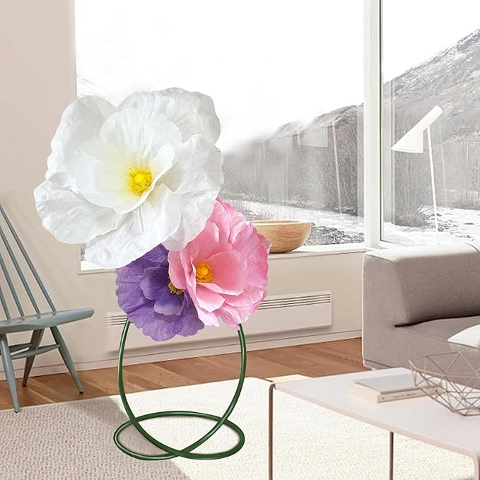 Giant Paper Flowers Decorations for Wall, 3Pack Large Fake Artificial Flower for Decoration, Waterproof Colorfast for Wall Room Decoration Bridal Shower Baby Shower Wedding Decor (Purple Pink White)