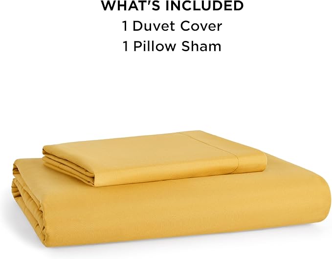 Bedsure Duvet Cover Twin/Twin XL Size - Soft Double Brushed Bedding Set for Kids & Adults, Zipper Closure, 2 Pieces, Includes 1 Duvet Cover (68"x90") & 1 Pillow Sham, NO Comforter, Golden Yellow