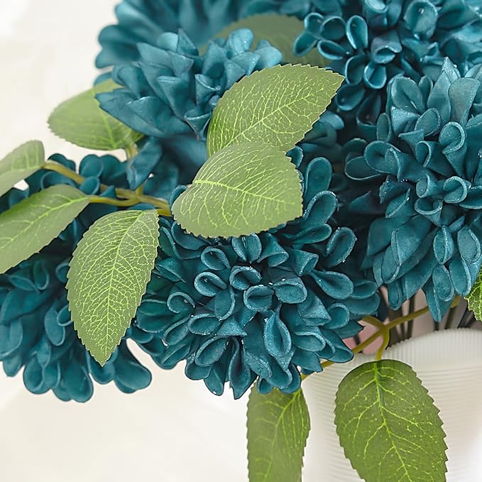 Artificial Flowers, 25pcs Realistic Artificial Rose for DIY Wedding Bouquets Centerpieces Arrangements, Shades of Terracotta and Dark Teal Dahlia Flowers with Stem for Party Home Decorations