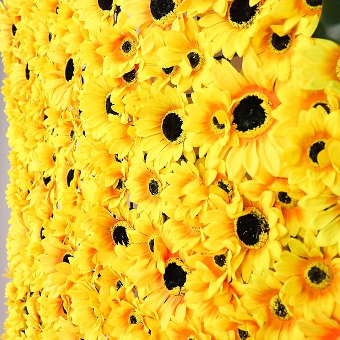 Efavormart 11 Sq ft. | 4 Panels Artificial Sunflower Wall Mat Backdrop, Flower Wall Decor, Indoor/Outdoor UV Protected