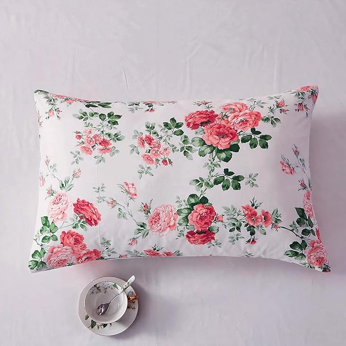 Rose Flower Duvet Cover Twin XL Pink Plaid Grid Floral Duvet Cover 100% Microfiber Girls Flower Comforter Cover with Zipper Closure Cottagecore Bedding Set Botanical Floral Comforter Cover Twin XL