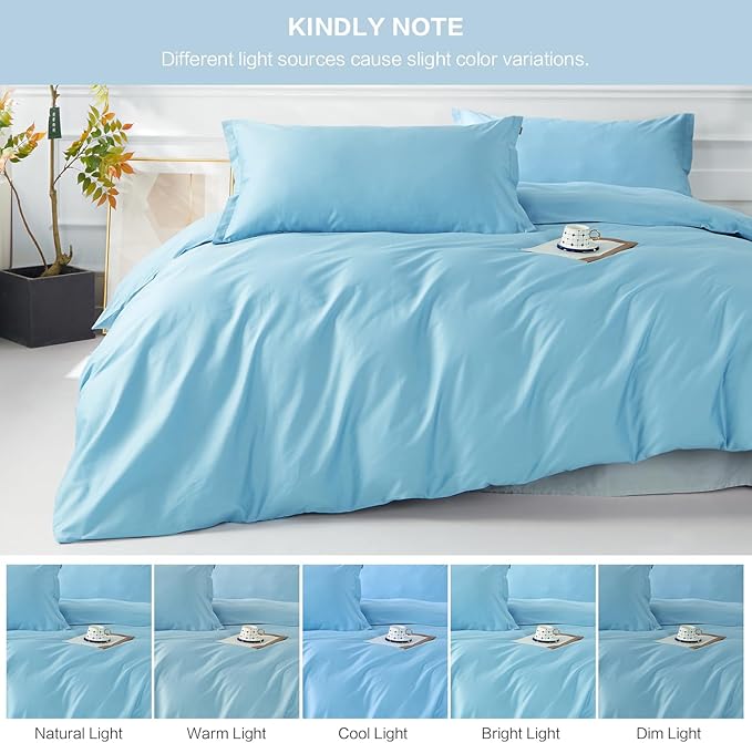 SAPHREAS Blue Duvet Cover Full Size 3 Pieces Extra Soft Bedding Set, Includes 1 Cotton Duvet Cover 80"x90" with Zipper Closure & 2 Pillow Shams, Comforter Not Included