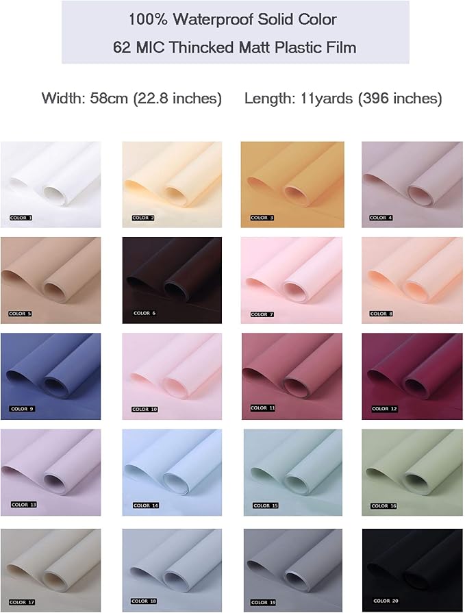 FWSA WRAPS Flower Wrap Paper Rolls White Korean Floral Bouquet Wrapping Paper Supplies Waterproof Fresh Flowers Gift Packaging Marterials (COLOR 1) 22.8 x 396 inches