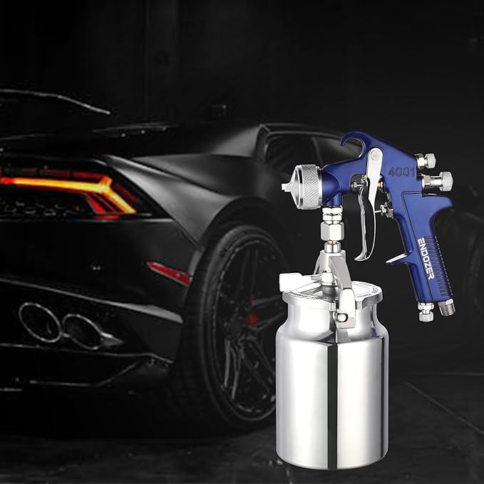 ENDOZER Professional Siphon Feed Spray Gun for Paint, Red Handle, 34 oz -1.4 1.7 2.0mm Nozzle for a Variety of Low Viscosity Paints(Blue)