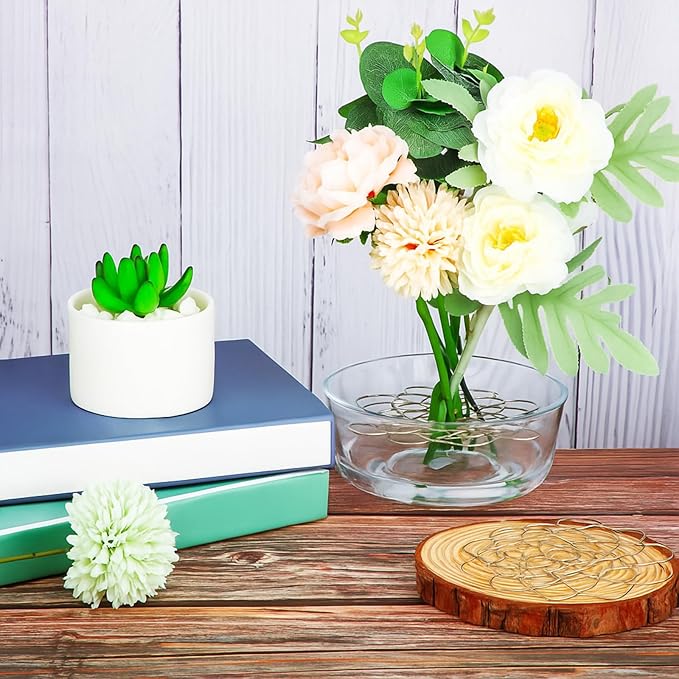 Hotop Stainless Steel Flower Arranger Frog Wire Flower Arrangement Holder Round Floral Lid Organizer Grid Tool for Floral Plant Vase Stems Bouquets Fixation(2 Pieces)