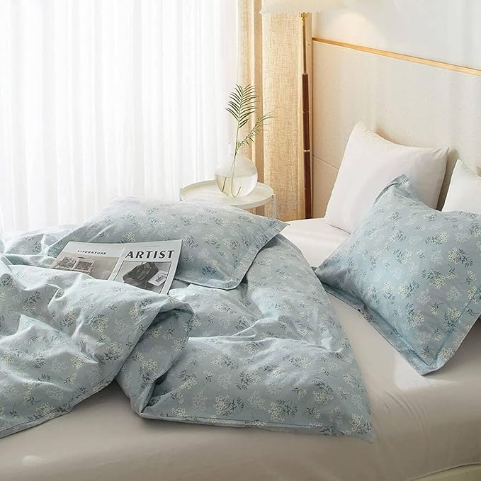 Blue Flowers Comforter Set Twin XL Soft Fluffy Microfiber Bedding Set Vintage Farmhouse Floral Comforter Set Garden Style Botanical Comforter for Girls Teens Boho Floral Bed Comforter for All Season