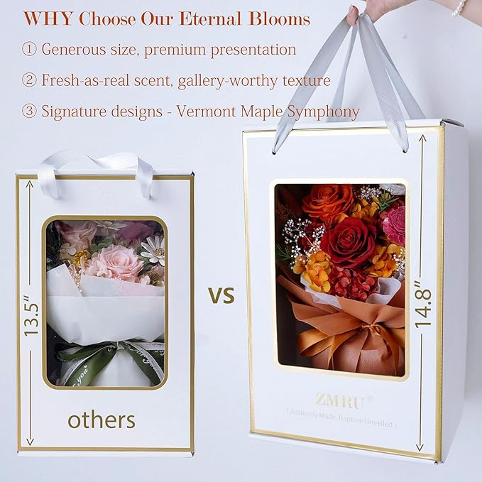 ZMRU Fall Preserved Flower Bouquet, Flowers for Delivery Prime, Mothers Day Gifts, Flowers Fresh Bouquet,Birthday for Women, Mom,Grandma Valentine's Gift, Anniversary Decor,Graduation Surprise