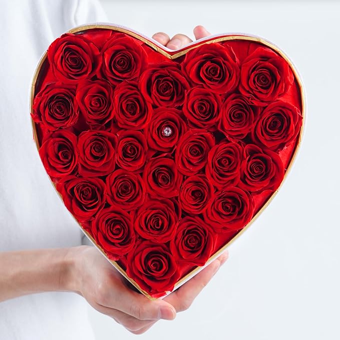 Luxury Preserved Roses – Forever Real Roses Flowers for Delivery in a White Box, Preserved Flowers Birthday Gifts for Women Mom Wife, Ideal for Anniversary (Red 27 Roses, 27 Roses)