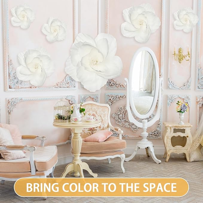 Giant Paper Flowers Artificial Large Paper Flower Decoration for Handcrafted Wall Backdrop Christmas Mexican Wedding Graduation Bridal Shower Birthday Party Supplies(White,18 Pcs)
