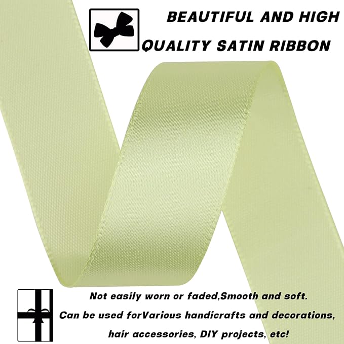 7/8 Inch 60 Yards Rice Yellow Satin Craft Ribbon-Single Face Polyester Ribbon for Handmade Roses,Gift Wrapping,Timeless Flower,Bouquets,Wedding and Party Decoration