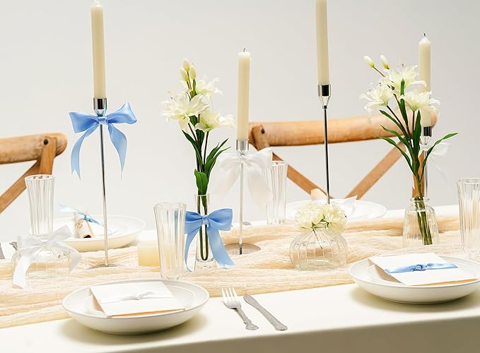 Baby Blue Satin Ribbon 7/8 Inch x 50 Yards Double-Faced Ribbons for Gift Wrapping Flower Bouquet Wedding Paper Bows Invitations Crafts