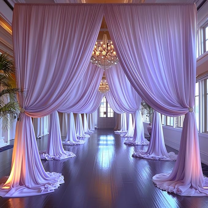 20x10ft Wrinkle Free Lavender Backdrop Curtain for Parties Soft Fabric Drapes Wedding Curtain Backdrop for Birthday Party Decorations Background for Photography 5x10ft,4 Panels