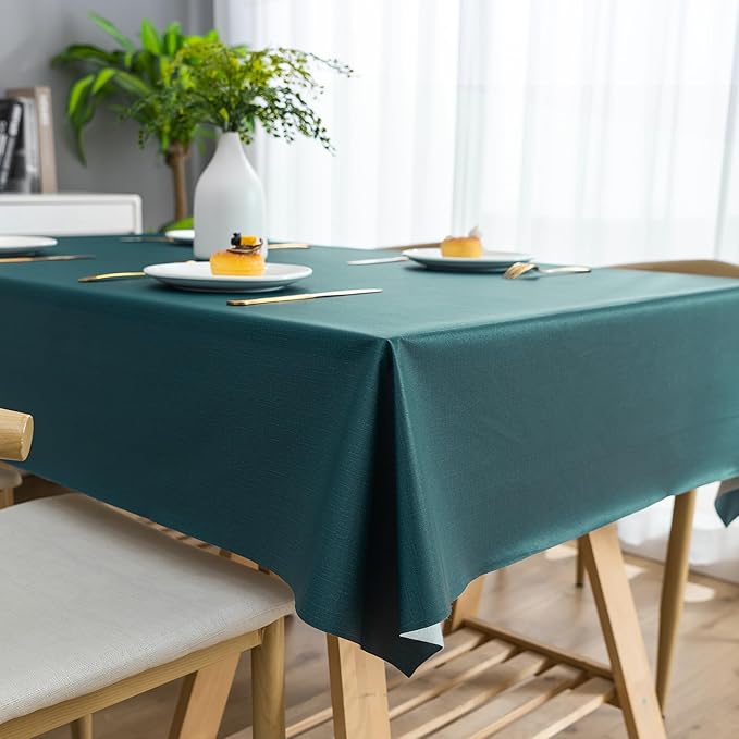 Rectangle Table Cloth,100% Waterproof Tablecloth Oil Proof Spill Proof Vinyl Table Cloth, Wipe Clean Plastic Table Cover for Dining, Camping, Indoor and Outdoor 54" x 120",Navy Blue