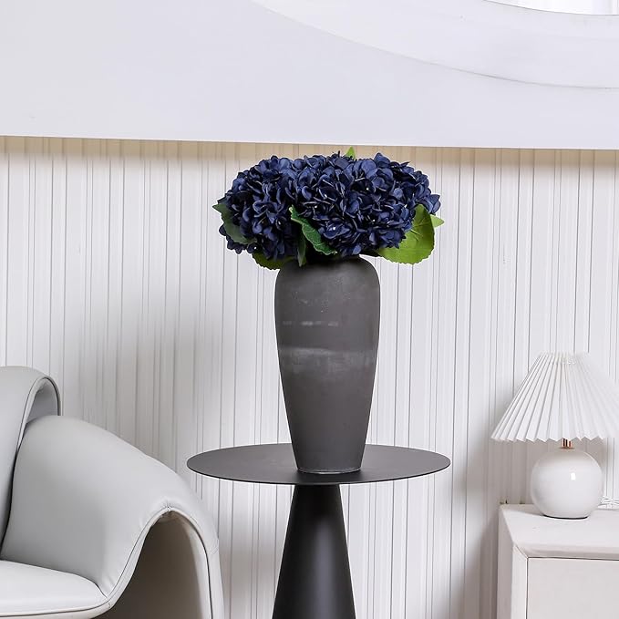 Kimura's Cabin 6pcs Navy Blue Artificial Silk Hydrangea Flowers Fake Hydrangeas with Stems Hydrangeas Bouquet for Wedding Home Halloween Party DIY Dining Table Decoration(Navy Blue)