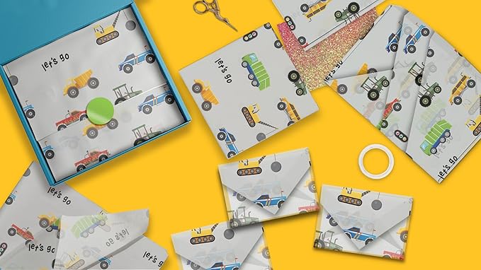 Pro Supply Global Trucks Printed Tissue Paper for Birthday Party Gift Bags or Boxes and Wrapping - Bulk Decorative Art Tissue Paper for Packaging and Gifting | 24 Sheets 20" x 30"