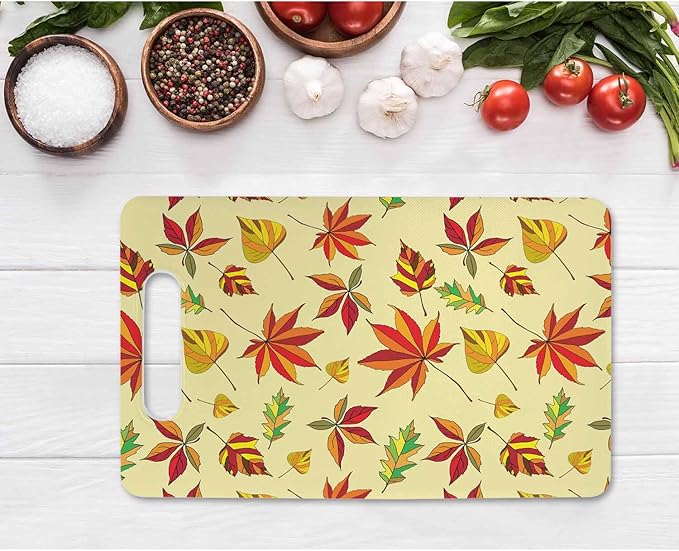 Autumn Leaves Cutting Board Beautiful Leaf Grip Handle Chopping Boards Cutting Board for Kitchen Plastic 16" x 10" x 0.24"