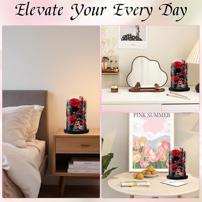 Preserved Roses,Forever Fresh Flowers 7.48in,Gift for Women,Mom,Grandma,Wife,Girlfriend,Sister,and Daughter Perfect for Birthday,Motherโs Day,Valentineโs Day (True Romance1)