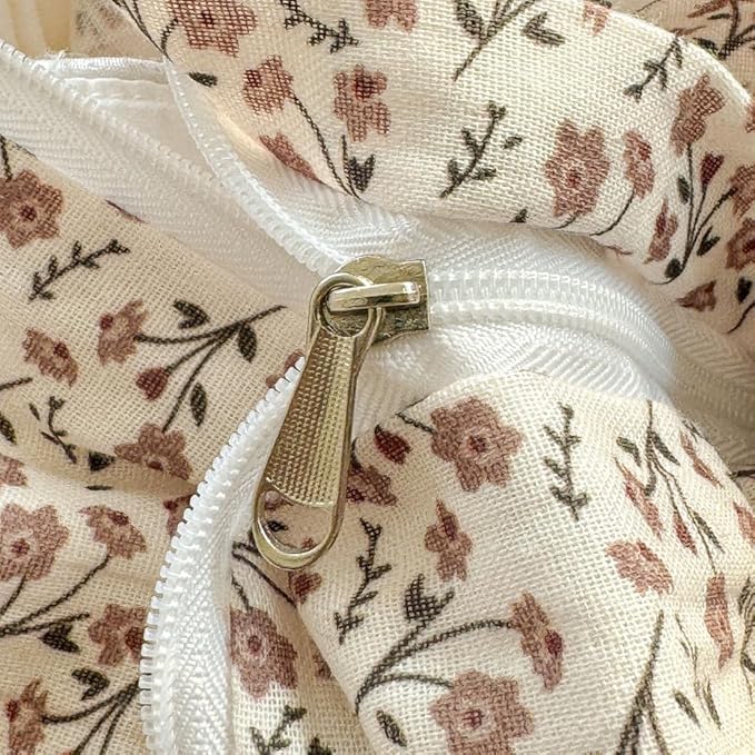 EAVD Chic Garden Small Floral Duvet Cover Twin Soft 100% Muslin Cotton Feel Gauze Vintage Floral Bedding Set with 2 Pillowcases Cottagecore Botanical Print Duvet Cover with Zipper Closure