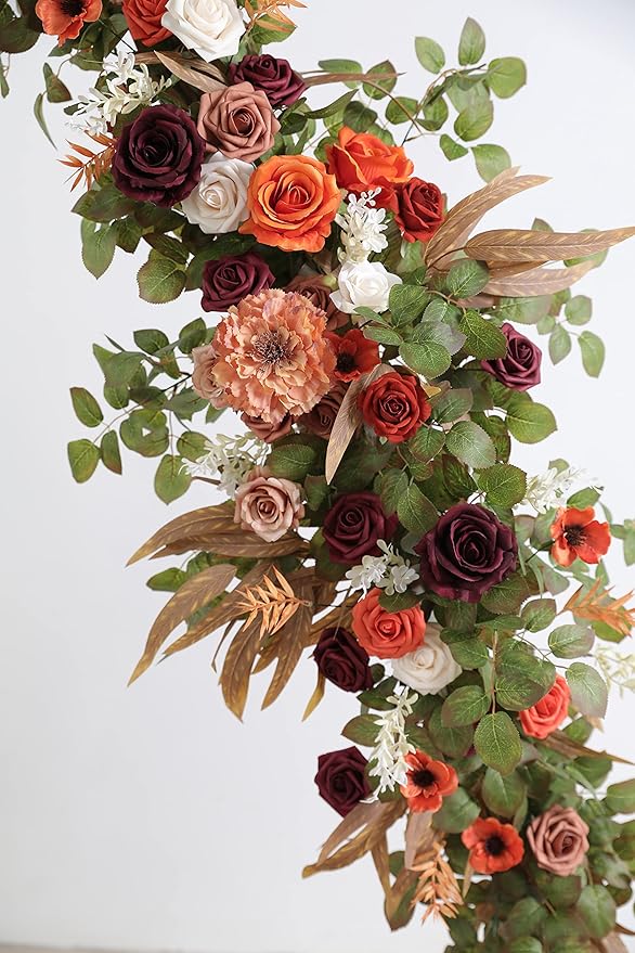 Artificial Flowers Combo Box Set Silk Fake Flowers with Foliage for DIY Wedding Bouquet Cake Flower Table Centerpieces