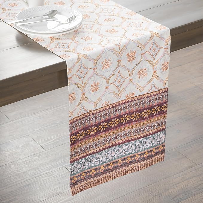 Maison d' Hermine Table Runner 100% Cotton Single Layer Table Runners 108 inches Long for Thanksgiving Christmas Decorations Home Kitchen Dining Party Wedding (Fair Isle, 14.5" x 108")