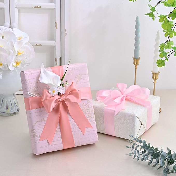 Double Face Dusty Pink Satin Ribbon 1-1/2 inch X 25 Yards Polyester Dusty Pink Ribbon for Gift Wrapping Very Suitable for Weddings Party Hair Bow Invitation Decorations and More