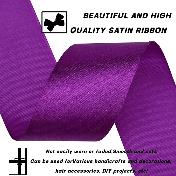 1-1/2 Inch 30 Yards Purple Solid Satin Ribbon for Gift Wrapping,Craft Floral Bouquets,Wedding Party,Timeless Flower,Decoration Floral Hair,Balloons