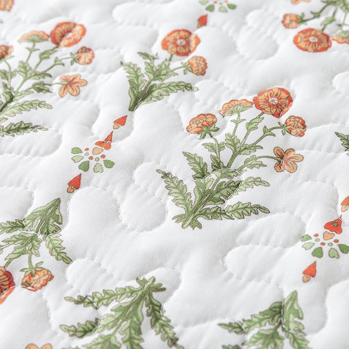 HoneiLife Quilt Sets King Size - Floral Bedspreads for King Bed, 3-Piece Wildflower Coverlets, Botanical Bed Cover King Quilt Bedding Set All Season Quilts-Sweet Grass