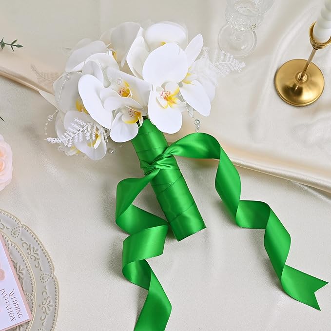 Double Face Emerald Green Satin Ribbon 1-1/2 inch X 50 Yards Polyester Emerald Green Ribbon for Gift Wrapping Very Suitable for Weddings Party Invitation Decorations and More