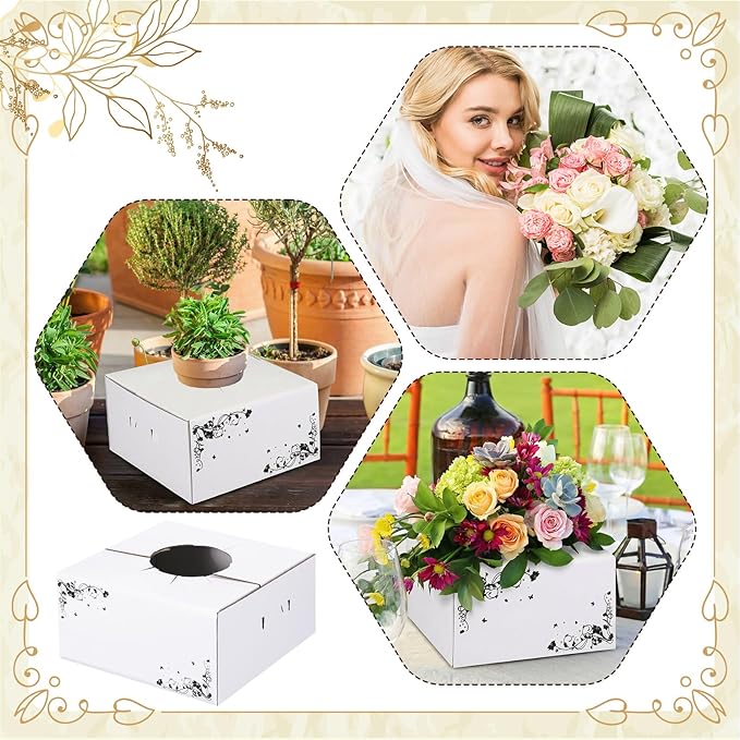 15 Pcs Cardboard Delivery Boxes 8'' x 8'' x 4'' Flower Delivery Box Vase Cases Cardboard for Bouquet Arrangements Florist Package