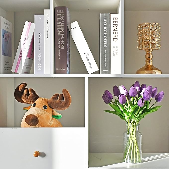 Mandy's Artificial Tulips 20 Stems Lilac PU Faux Flowers for Thanksgiving and Christmas Decorations Wedding Home Decor 13.5 Inch