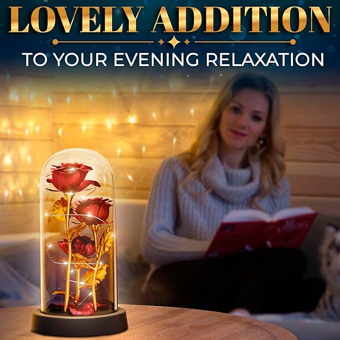 KETAR Rose in Glass Dome β LED Glass Rose Flower Lights, Romantic Flowers Roses for Home Decor, Christmas & Birthday Gifts for Women | Gifts for Mom, Grandma, & Girlfriend β Elegant Lighting Solution