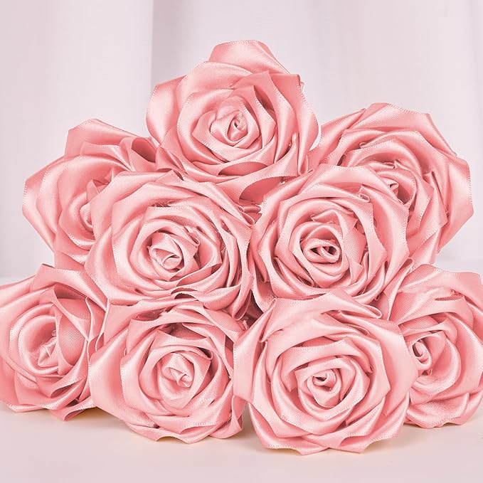 1-1/2 Inch Wide Rose Gold Satin Ribbon, 50 Yards Solid Polyester Fabric Ribbon for Roses Making, Gift Wrapping, Christmas, Wedding Decorations, Crafts, Bows