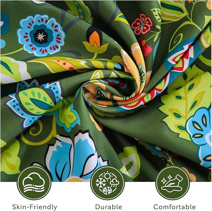 Bedlifes King Size Extra Deep Pocket Sheet Sets - Fits Mattresses Up to 18-24" Thick, 4-Piece Microfiber Set with 1800 Thread Count, Soft, Smooth, Breathable, Featuring Floral Dark Green