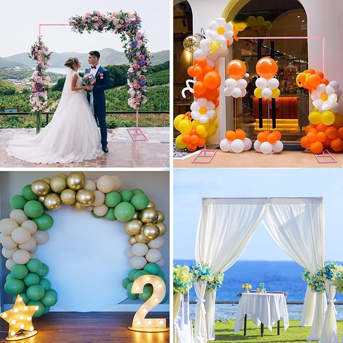 8.2FT Pink Metal Wedding Arches for Ceremony Square Balloon Arch Stand Rectangular Backdrop Stand for Anniversary Birthday Party Bridal Shower Home Indoor Outdoor Decoration