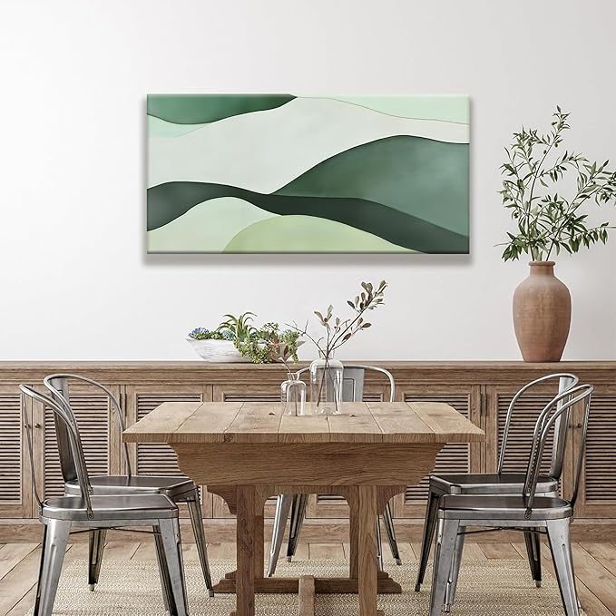 Suconvng Abstract Canvas Art Wall Decor Green White Wall Art Irregular Shapes Painting Abstract Art Prints Minimalist Decor Artwork For Bedroom Kitchen Office Bathroom Wall Art 20"×40"