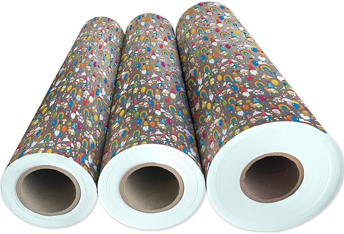 Jillson Roberts Bulk Gift Wrap, Everyday Gift Wrapping Supplies, Birthday Gnomes, 1/4 Ream 208 feet x 30 inches