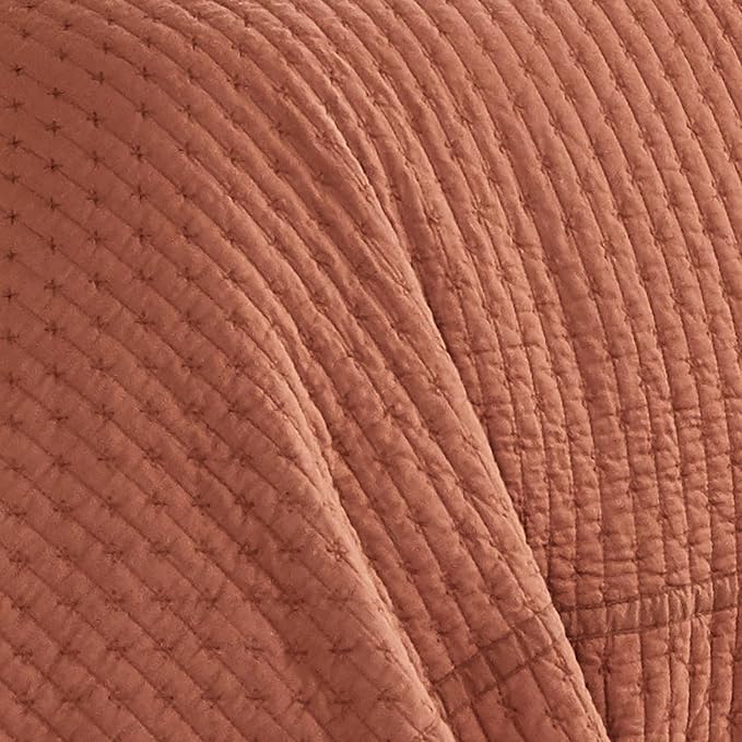 Levtex Home Cross Stitch Reversible Full Bedspread Set (100x104in) with 2 Pillow Shams (26x20in) - Stitch Texture - Adobe - 100% Cotton Full Size Bedspread Set - Lightweight, Soft, Pre-Washed
