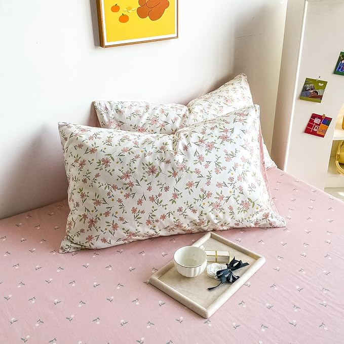 Girl Floral Bedding Comforter Set for King Bed 3 Piece Pink Floral Print Comforter Sets Cozy Soft Girl Botanical Comforter Set King Smooth Luxury Flower Comforter with 2 Pillowcases