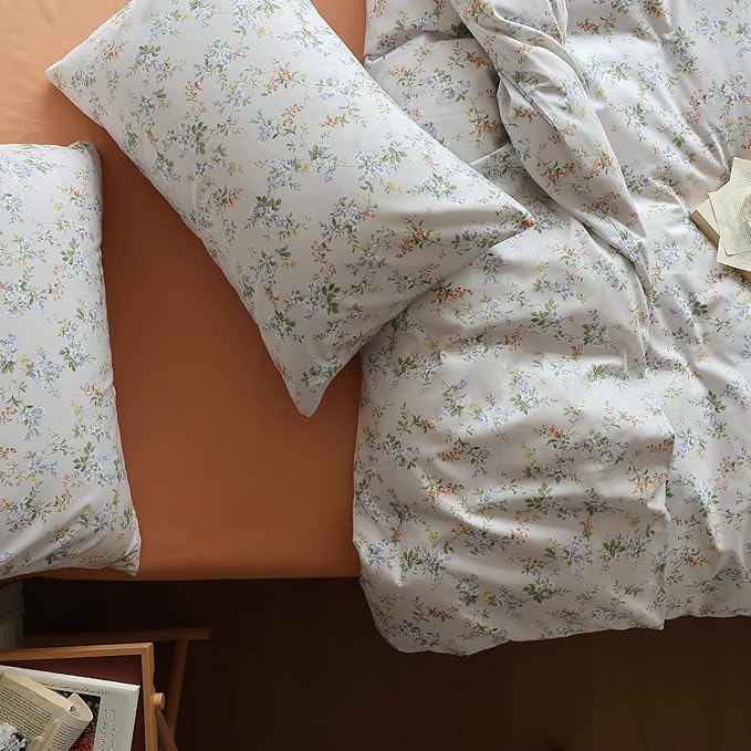 LifeTB Botanical Floral Duvet Cover Twin XL 3 Pieces Vibrant Flower Duvet Cover with Zipper Closure Girls Cottagecore Bedding Set Cotton Vintage Country Comforter Cover Boho Flower Bedding Set