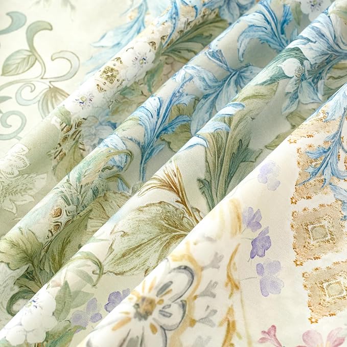 Zusbest California King Sheets Luxury Sage Green Floral Bed Sheet Set 100% Cotton, Satin Weave Soft Silky Breathable for Hot Sleepers American Country Vintage Flower Deep Pocket 17.5‘’ Bed Set 4Pcs