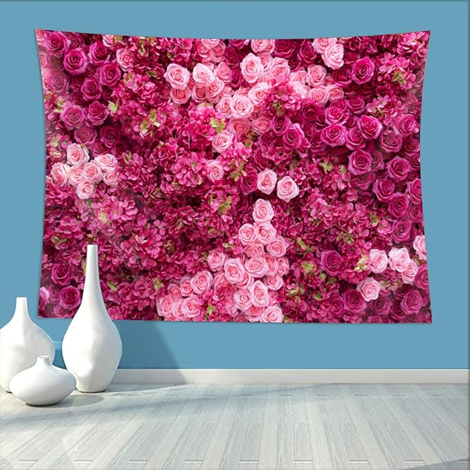 10ftx8ft Rose Wall Background Rose Photo Backdrops Spring Party Tea Party Flowers Backdrop Girls Birthday Pink Princess Party Wedding Bridal Shower Pink Floral Anniversary Ceremony Decor