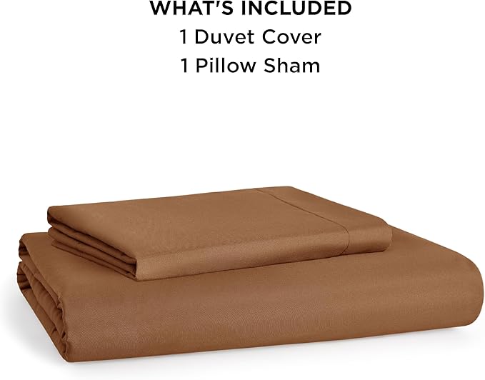 Bedsure Duvet Cover Twin/Twin XL Size - Soft Double Brushed Bedding Set for Kids & Adults, Zipper Closure, 2 Pieces, Includes 1 Duvet Cover (68"x90") & 1 Pillow Sham, NO Comforter, Brown