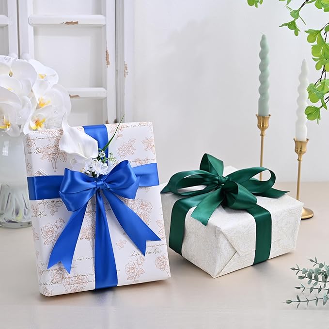 Double Face Teal Satin Ribbon 1-1/2 inch X 50 Yards Polyester Teal Ribbon for Gift Wrapping Very Suitable for Weddings Party Hair Bow Invitation Decorations and More
