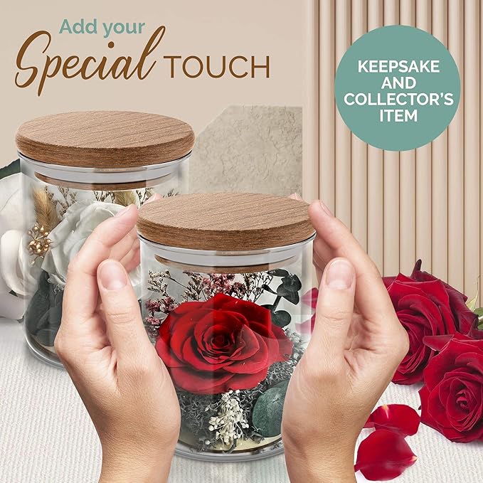 White Rose in a Glass Dome - Premium Real Roses that Last a Year or More - Mother's Day Unique Gifts For Her Preserved Roses - Forever Flower Decor Preserved Flowers - Eternal Rose Display