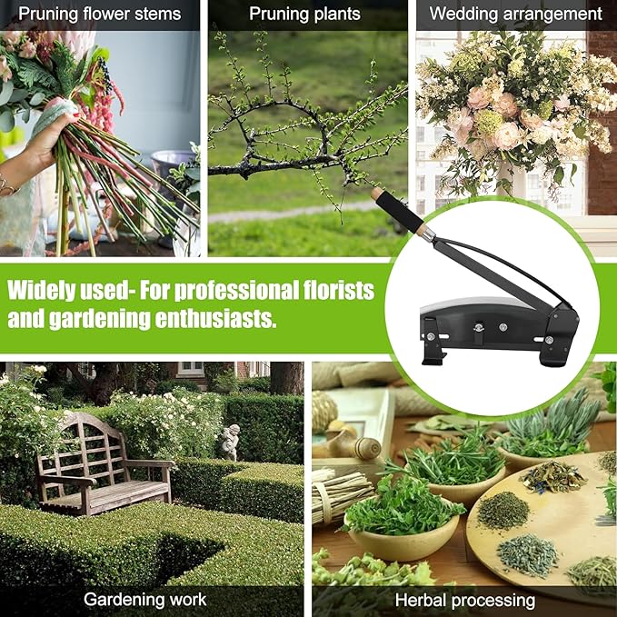Flower Stem Cutter,14 in carbon Steel Blade Fresh Flower Stem Cutters with Safety Latch for Florists,Gardening ,Flower Arrangements Include:Screws ×4, Thorn Stripper ×1 and Thorn Silicones×4