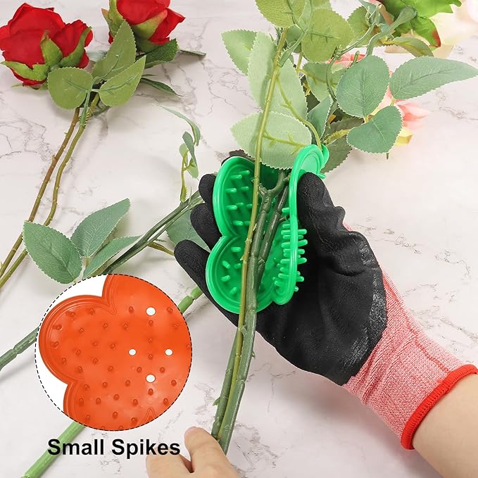 PATIKIL Rose Stem Leaf Thorn Stripper, 2Pcs/1Set Rose Thorn Stripper Remover Tool Leaf Stripping Tool for Gardening Flower Pruning, Brown, Orange
