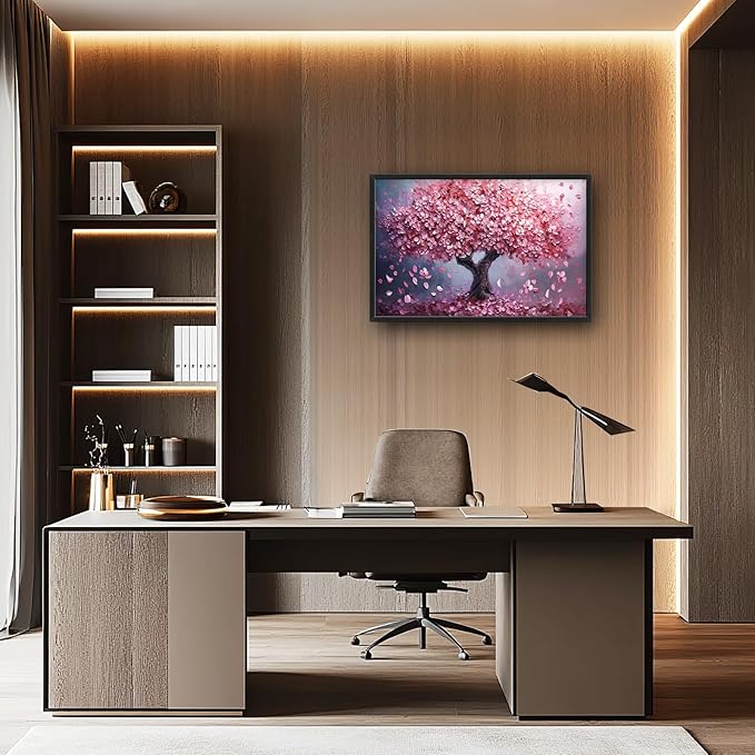 Tree Large Wall Art Romantic Pink Cherry Blossom Flowers Pictures Wall Decor Big Floral Tree of LifeCanvas Painting Prints Framed Artwork Home Decorations for Living Room Dining Room Bedroom Office 36x24"