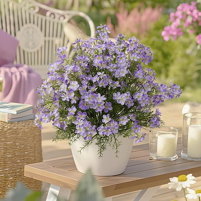 Spring Decorations for Home Fake Flowers Hydrangea Artificial Plants Indoor Mantle Decor Plastic Flowers Artificial Plants Outdoor Garden Decor Hanging Plants 6pcs(Purple) Flowers