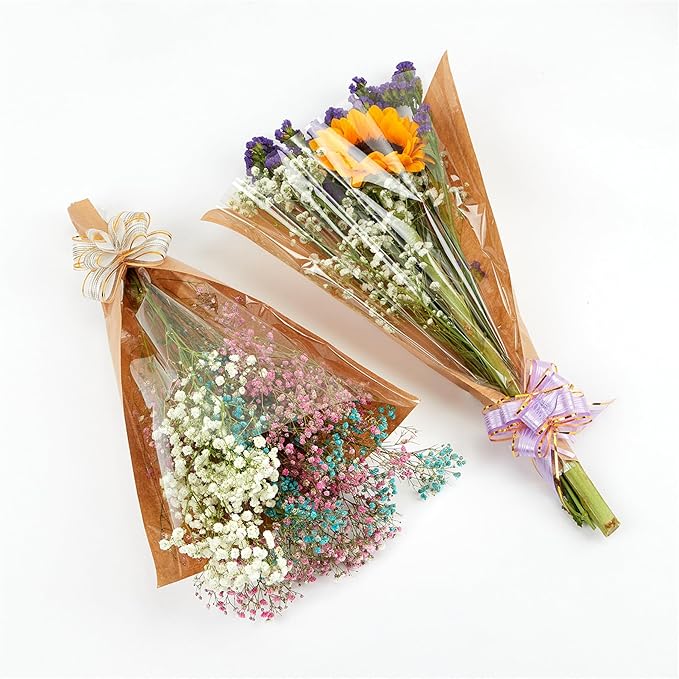 Aylmrice Flower Wrapping Paper For Bouquets Sleeve Big Floral Plastic Gift Bags 50pcs Large