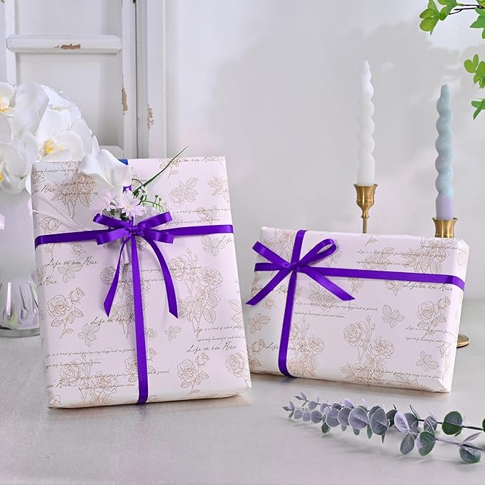 Double Face Purple Satin Ribbon 3/8 inch X 50 Yards Polyester Purple Ribbon for Gift Wrapping Very Suitable for Weddings Party Hair Bow Invitation Decorations and More